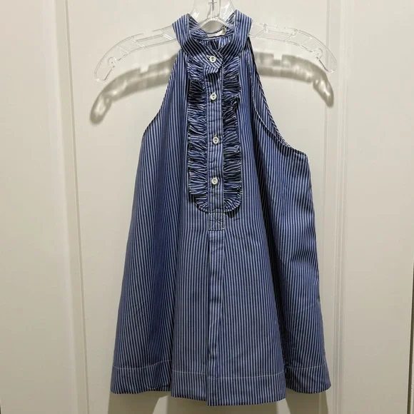 Nili Lotan Sleeveless Blue & White Stripe Top - Picture 1 of 10